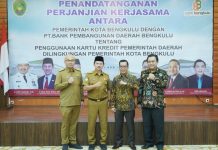 Penandatanganan Perjanjian Kerjasama Terkait Penggunaan Kartu Kredit Lingkungan Pemkot Bengkulu