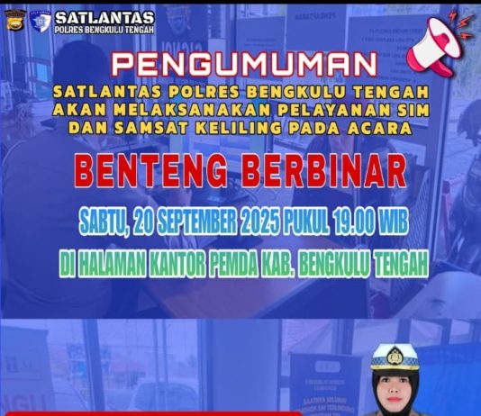 Satlantas Polres Bengkulu Tengah Gelar Layanan SIM dan Samsat Keliling di Benteng Berbinar