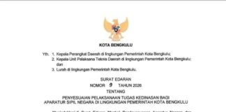 Pemkot Bengkulu Terapkan WFA bagi ASN pada 25–27 Maret 2026